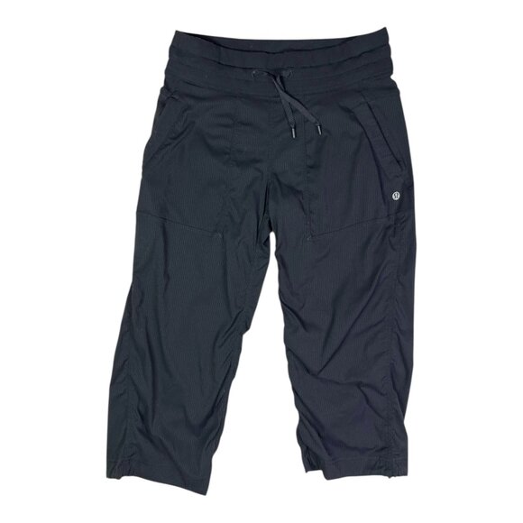 Lululemon Size 4 Studio Crop Black Pants Pull-on Drawstring Cuffs W6601S - Picture 1 of 6